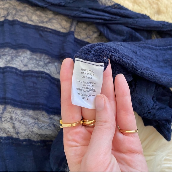 Chaser Revolve Navy Blue Lace Cover Up Shawl - Picture 5 of 8